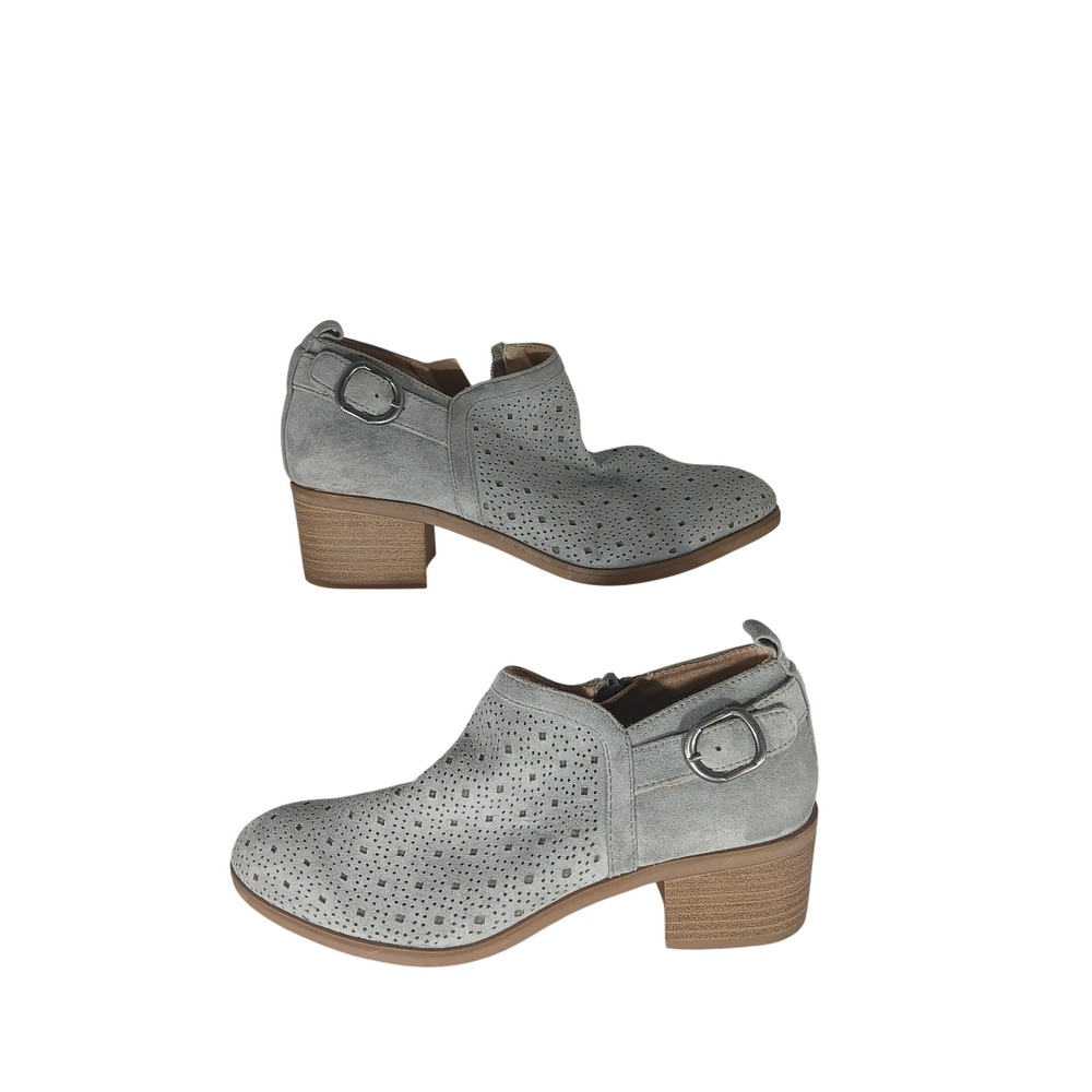 Sonoma Goods For Life Akitablue Booties 8 Grey Perforated Boho Block Heel